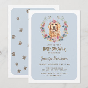 Convites Chá de fraldas de Cachorro do Retriever do ouro