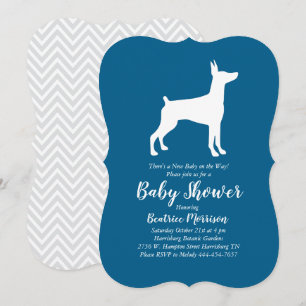 Convites Chá de fraldas de Cachorro Doberman Pinscher