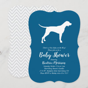 Convites Chá de fraldas de Cachorro Pointer Azul