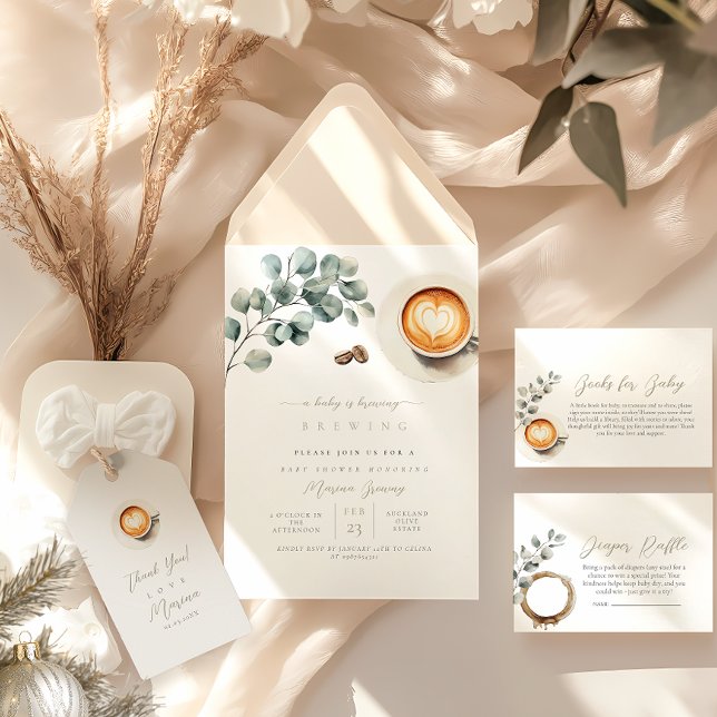 Convites Chá de fraldas de café (Criador carregado)