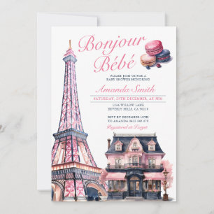 Convites Chá de fraldas de Café Parisiense Bonjour Bebe