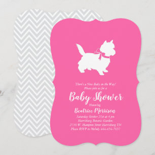 Convites Chá de fraldas de Cairn Terrier Dog Garota Rosa