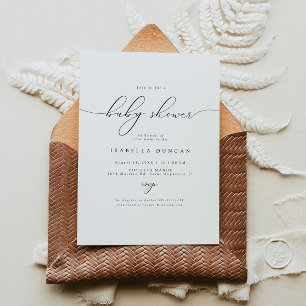 Convites CHÁ DE FRALDAS de Caligrafia Elegante Moderno ASHE