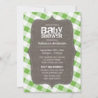 Chá de fraldas de Canvas Gingham Verde e Branco