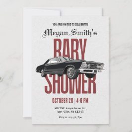 Convites Chá de fraldas de carro retrô clássico