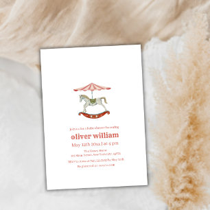 Convites Chá de fraldas de Carrossel Vintage