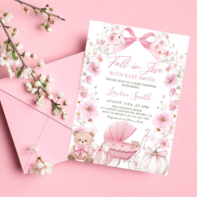 Convites Chá de fraldas de Carruagem para bebês da Pumpkin  (Criador carregado)