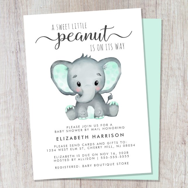 Convites Chá de fraldas De Casa De Elefante Cuja Caixa De C (Cute gender-neutral baby shower by mail invitation)