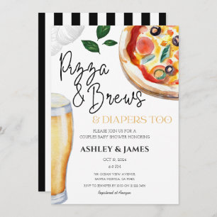 Convites Chá de fraldas de Casais casuais de pizza e Fralda