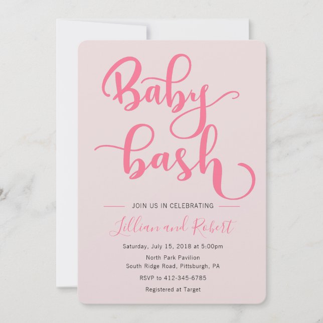 Convites Chá de fraldas de Casais de Baby Bash para Menina (Frente)