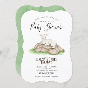 Convites Chá de fraldas de casais de borrego de aquarela