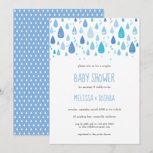 Convites Chá de fraldas de Casais de  de Rainhas Azuis