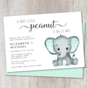 Convites Chá de fraldas de Casais de Elefante Cute