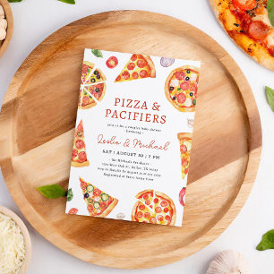 Convites Chá de fraldas de Casais de pizza e Pacificadores