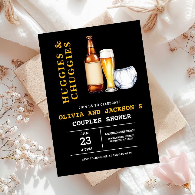 Convites Chá de fraldas de Casais Huggies e Chuggies (Criador carregado)