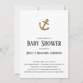 Convites Chá de fraldas de Casais Simples com Âncora de Lar