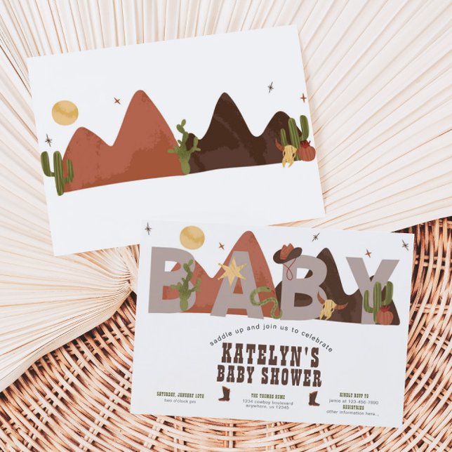 Convites Chá de fraldas de caubói ocidental (Criador carregado)