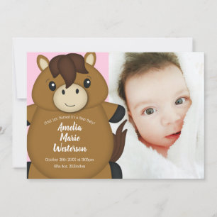 Convites Chá de fraldas de Cavalo Rosa