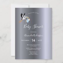 Chá de fraldas de cegonha-prata azul