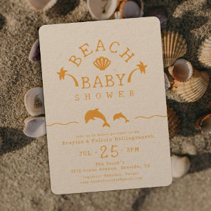 Convites Chá de fraldas de Cena de Bebê de Orange Beach