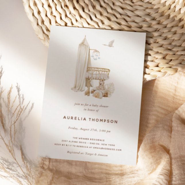 Convites Chá de fraldas de Cena de Nursery Bohemian (Criador carregado)