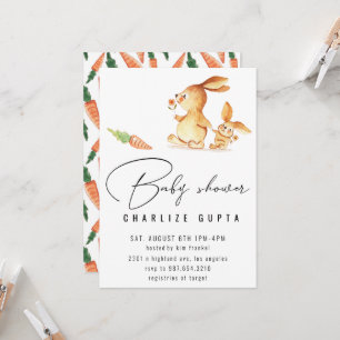 Convites Chá de fraldas de cenoura de coelho Convidar meni