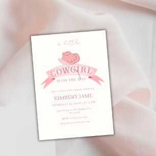 Convites Chá de fraldas de chapéu de Cowgirl Ocidental rosa