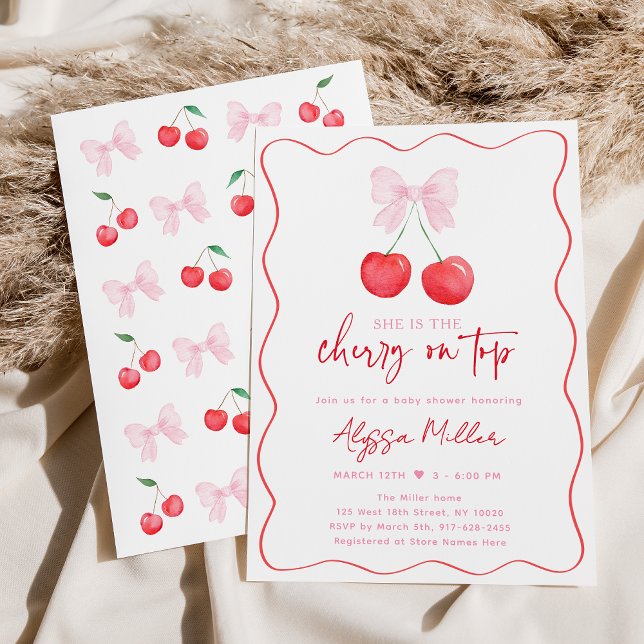 Convites Chá de fraldas de Cherry Arco rosa (Criador carregado)