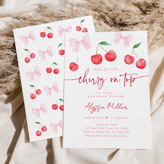 Convites Chá de fraldas de Cherry Arco rosa (Criador carregado)