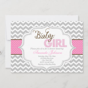 Convites Chá de fraldas De Chevron Para Bebês Mod Chic