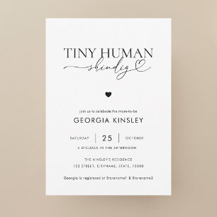 Convites Chá de fraldas de Chic Heart Script Tiny Human Shi