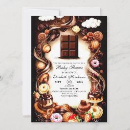 Convites Chá de fraldas de Chocolate de Aquarela