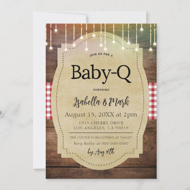 Convites Chá de fraldas de churrasco Baby-Q (Frente)
