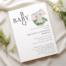 Convites Chá de fraldas de CHURRASCO verde-elefante moderno