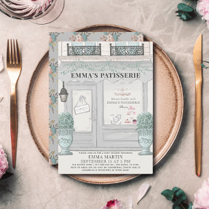 Convites Chá de fraldas de Cinza de Paris da Bakery France