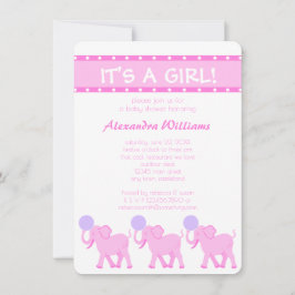 Convites Chá de fraldas De Circo Rosa É Uma Garota Adorável