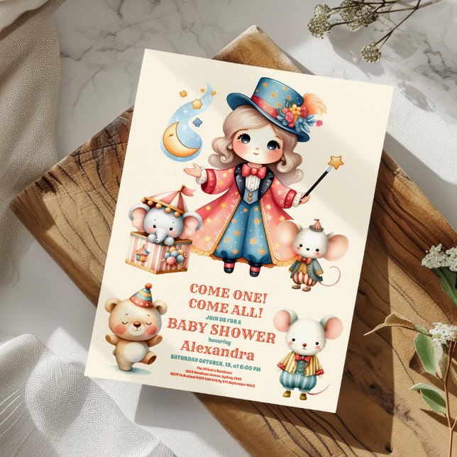 Convites Chá de fraldas de Circus (Criador carregado)