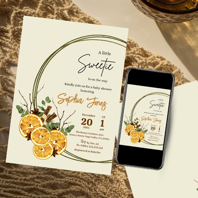 Convites Chá de fraldas de citrinos secos de laranja-invern (Criador carregado)