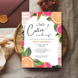 Convites chá de fraldas de Citrus - Laranja Pequena Cutie