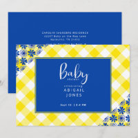 Chá de fraldas de cobalto azul e amarelo Gingham