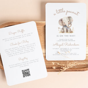 Convites Chá de fraldas de Código QR de Elefante de Pequeno