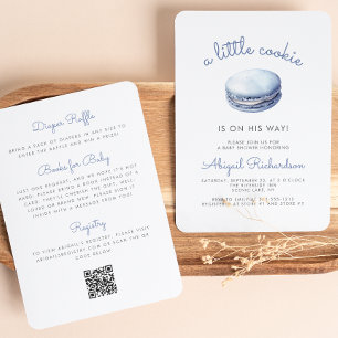 Convites Chá de fraldas de Código QR do Cookie Macaron Pequ