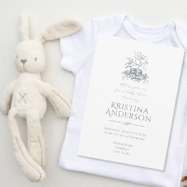 Convites Chá de fraldas de Código QR do Nest do Pássaro Vin