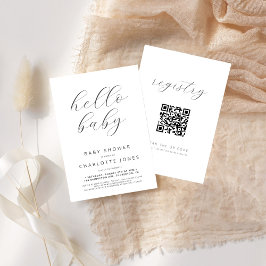 Convites Chá de fraldas de Código QR Mínimo do Baby Modern