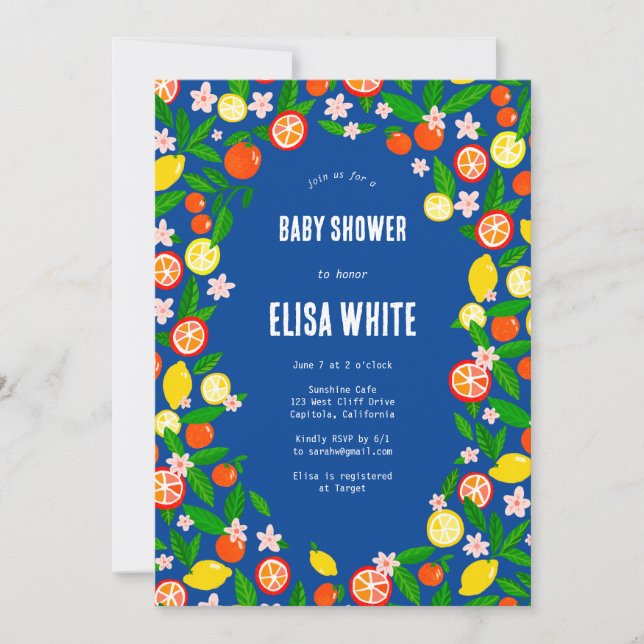 Convites Chá de fraldas de Código QR PERSONALIZADO de Celeb (Frente)