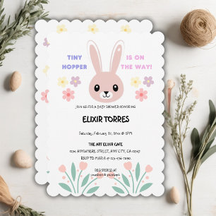 Convites Chá de fraldas de coelhinho de coelhinho Floral Pe