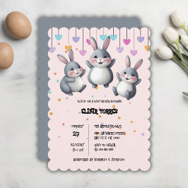 Convites Chá de fraldas de coelhinhos de coelhinhos engraça