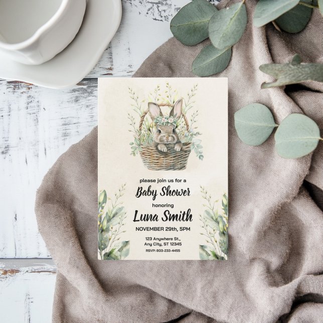 Convites Chá de fraldas de coelho verde (Criador carregado)