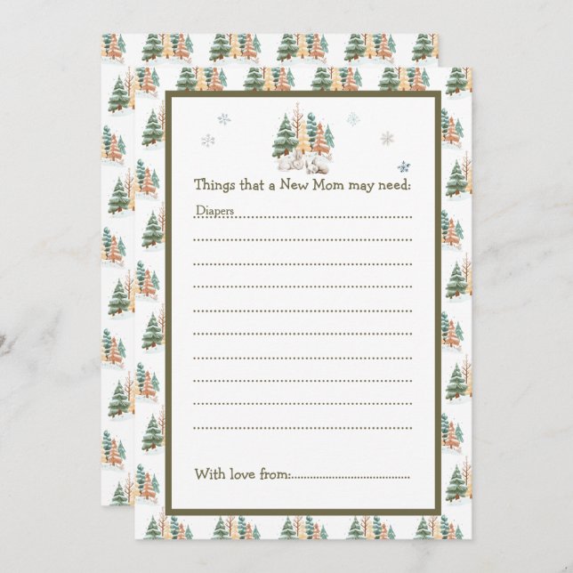 Convites Chá de fraldas de coelhos de inverno (Frente/Verso)