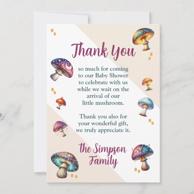 Convites Chá de fraldas de cogumelos de boho (Frente)